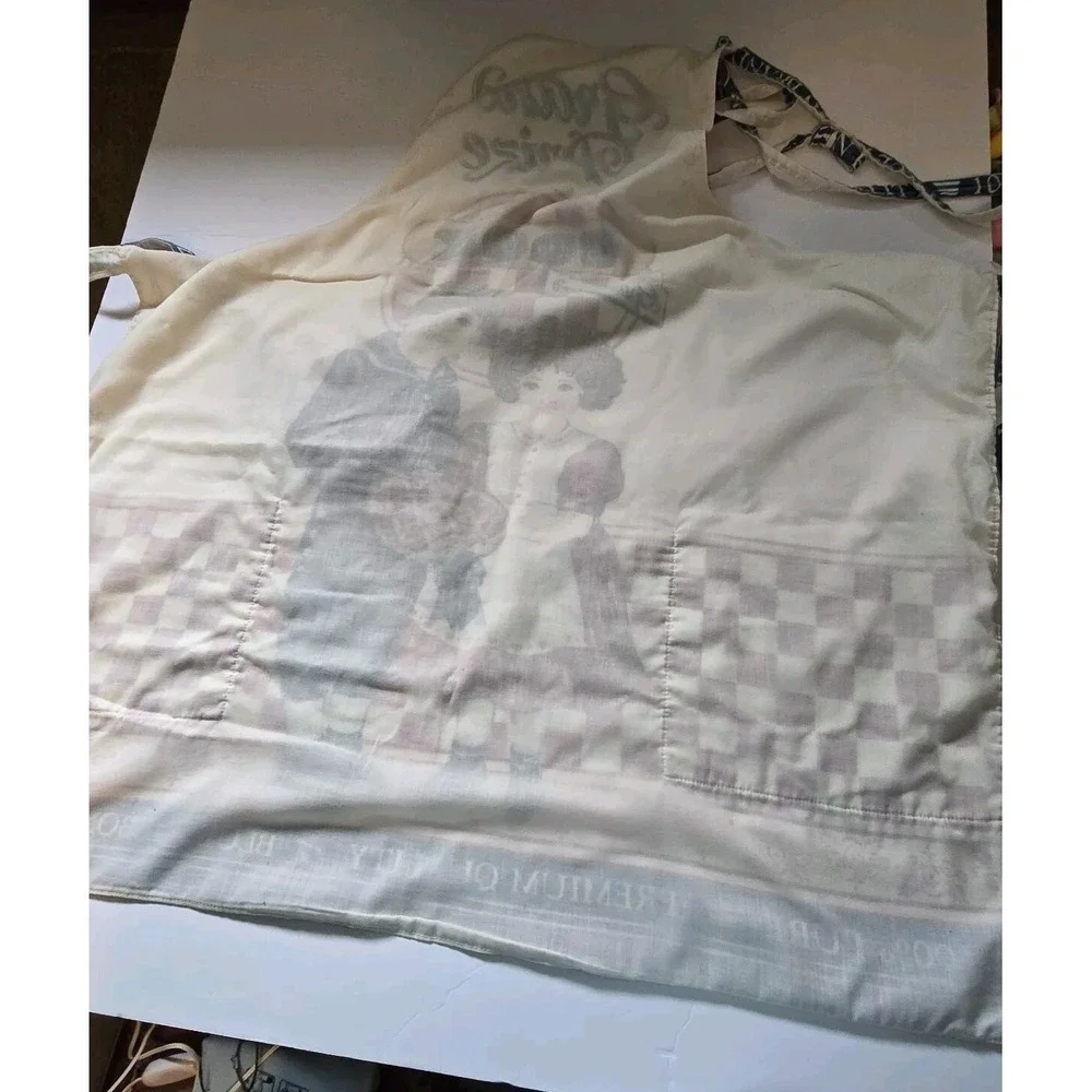 Vintage Muslin Apron Grand Prize Cook Pure-Premium Quality-Blue Ribbon Cotton